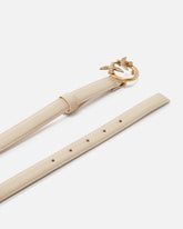 Love Birds thin leather belt 2cm - Beige | Pinko