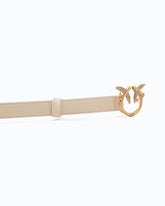 Love Birds thin leather belt 2cm - Beige | Pinko