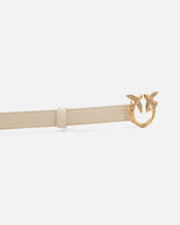 Love Birds thin leather belt 2cm - Beige | Pinko