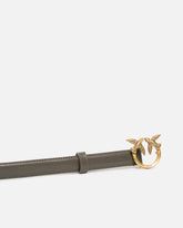 Love Birds thin leather belt 2cm - Grey | Pinko