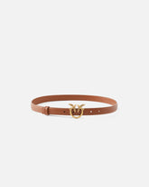 Love Birds thin leather belt 2cm - Light Brown | Pinko
