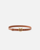 Love Birds thin leather belt 2cm - Light Brown | Pinko