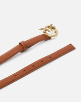 Love Birds thin leather belt 2cm - Light Brown | Pinko