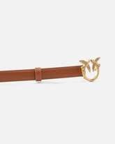 Love Birds thin leather belt 2cm - Light Brown | Pinko