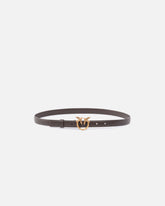 Love Birds thin leather belt 2cm - Brown | Pinko