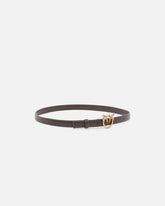 Love Birds thin leather belt 2cm - Brown | Pinko