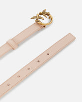 Love Birds thin leather belt 2cm - Pink | Pinko