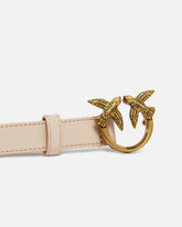 Love Birds thin leather belt 2cm - Pink | Pinko