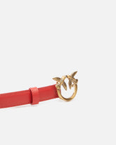 Schmaler Gürtel Love Birds aus Leder 2cm - Rot | Pinko