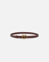Love Birds thin leather belt 2cm - Burgundy | Pinko