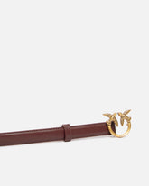 Love Birds thin leather belt 2cm - Burgundy | Pinko