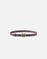 Love Birds thin leather belt 2cm - Brown | Pinko