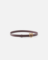 Love Birds thin leather belt 2cm - Brown | Pinko