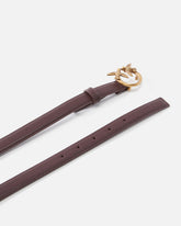 Love Birds thin leather belt 2cm - Brown | Pinko