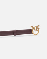 Love Birds thin leather belt 2cm - Brown | Pinko