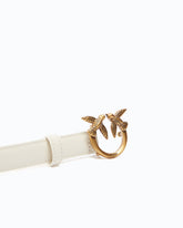 Love Birds thin leather belt 2cm - White | Pinko