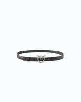 Love Birds thin leather belt 2cm - Black | Pinko