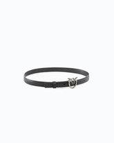 Love Birds thin leather belt 2cm - Black | Pinko