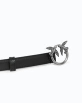 Love Birds thin leather belt 2cm - Black | Pinko