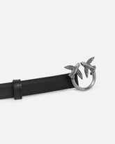 Schmaler Gürtel Love Birds aus Leder 2cm - Schwarz | Pinko