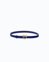 Suede belt with Love Birds buckle, 2 cm - Dark Blue | Pinko