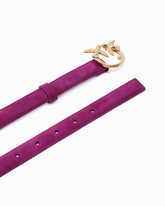 Gürtel aus Veloursleder mit Schnalle Love Birds, 2 cm breit - Rosa | Pinko