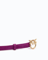 Gürtel aus Veloursleder mit Schnalle Love Birds, 2 cm breit - Rosa | Pinko