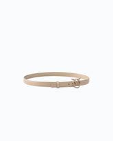 2 cm leather belt with matte Love Birds buckle - Beige | Pinko