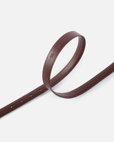 Thin colour-block Love Birds leather belt 2cm - Burgundy | Pinko