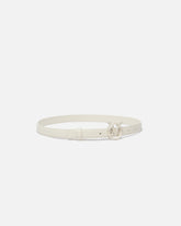 Schmaler Ledergürtel Love Birds Color-Block-Optik 2cm - Weiß | Pinko