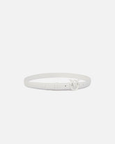 Thin colour-block Love Birds leather belt 2cm - White | Pinko