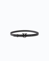 Schmaler Ledergürtel Love Birds Color-Block-Optik 2cm - Schwarz | Pinko