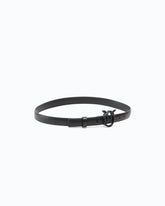 Schmaler Ledergürtel Love Birds Color-Block-Optik 2cm - Schwarz | Pinko