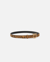 Leopard-print belt with Love Birds buckle, 2 cm - | Pinko