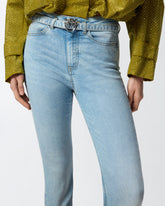 Helle Jeans mit Gürtel und Schnalle Love Birds - | Pinko