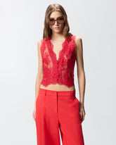 Floral Valenciennes lace vest - | Pinko