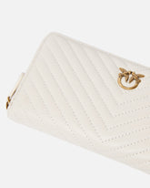 Zip-around wallet in chevron-patterned nappa leather - | Pinko
