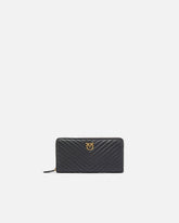 Zip-around wallet in chevron-patterned nappa leather - | Pinko