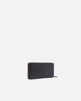 Zip-around wallet in chevron-patterned nappa leather - | Pinko