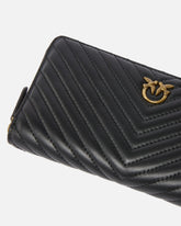 Zip-around wallet in chevron-patterned nappa leather - | Pinko