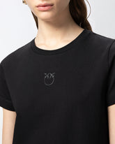 Short-sleeved T-shirt with embroidered logo - | Pinko