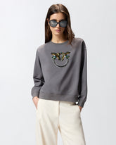 Sweatshirt mit Maxi-Schmuckstickerei Love Birds - Grau | Pinko