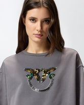 Sweatshirt mit Maxi-Schmuckstickerei Love Birds - Grau | Pinko