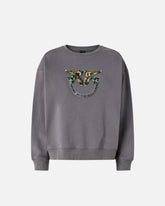 Sweatshirt mit Maxi-Schmuckstickerei Love Birds - Grau | Pinko