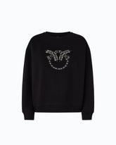 Sweatshirt with bejewelled Love Birds logo - Black | Pinko