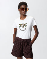 T-shirt with Love Birds jewel maxi embroidery - White | Pinko