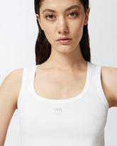 Ribbed vest top with birds logo - | Pinko