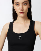 Geripptes Tanktop mit Vogel-Logo - | Pinko