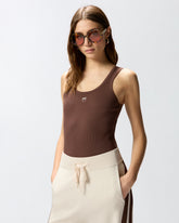 Tanktop mit goldener Applikation Love Birds - Braun | Pinko