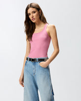 Vest top with Love Birds golden detail - Pink | Pinko